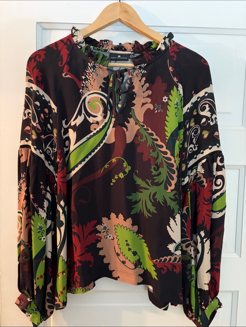 Emily Lovelock Abstract Paisley Long-Sleeve Blouse - Multicolor